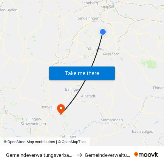 Gemeindeverwaltungsverband Waldenbuch/Steinenbronn to Gemeindeverwaltungsverband Heuberg map