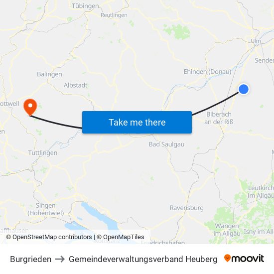 Burgrieden to Gemeindeverwaltungsverband Heuberg map