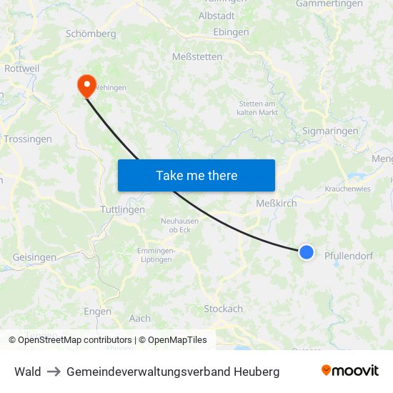 Wald to Gemeindeverwaltungsverband Heuberg map