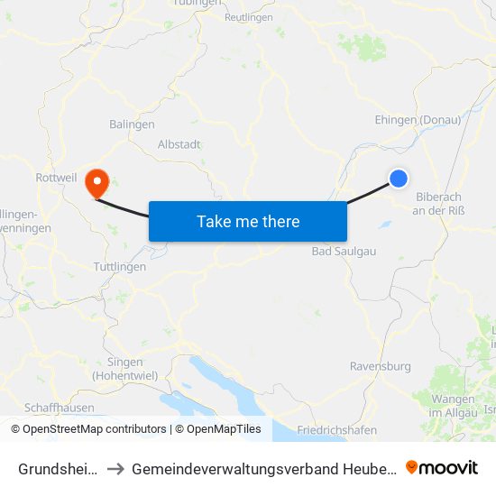 Grundsheim to Gemeindeverwaltungsverband Heuberg map