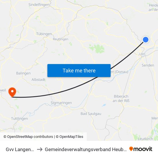 Gvv Langenau to Gemeindeverwaltungsverband Heuberg map