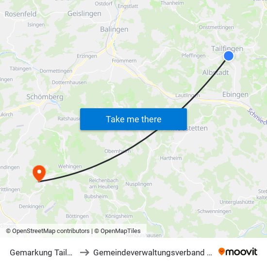 Gemarkung Tailfingen to Gemeindeverwaltungsverband Heuberg map