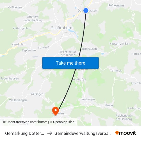 Gemarkung Dotternhausen to Gemeindeverwaltungsverband Heuberg map