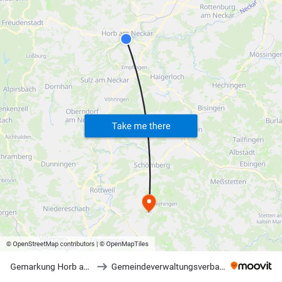 Gemarkung Horb am Neckar to Gemeindeverwaltungsverband Heuberg map