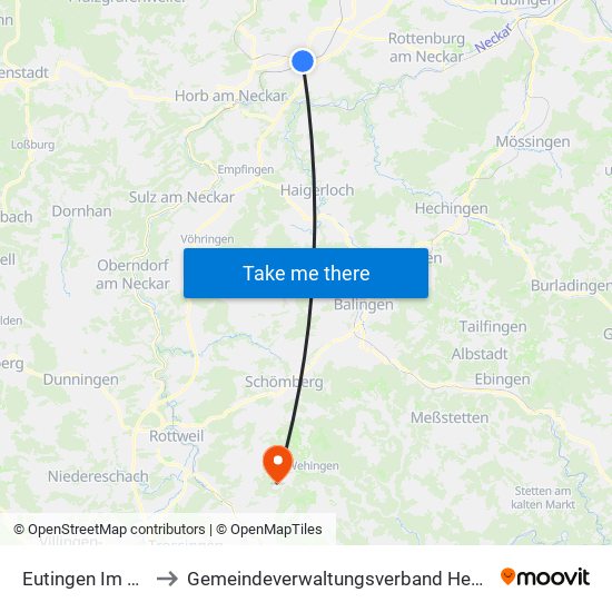 Eutingen Im Gäu to Gemeindeverwaltungsverband Heuberg map