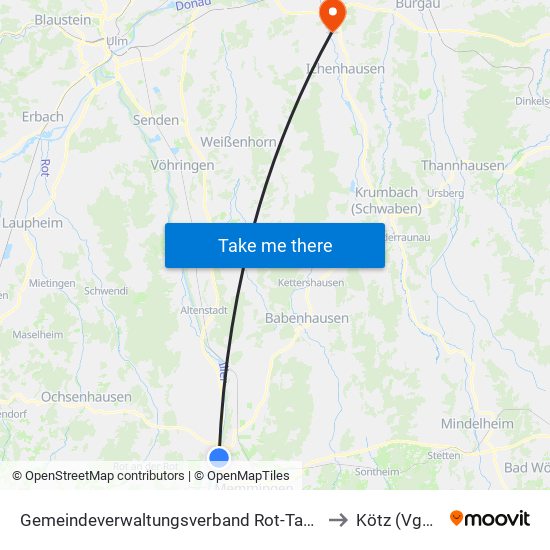 Gemeindeverwaltungsverband Rot-Tannheim to Kötz (Vgem) map