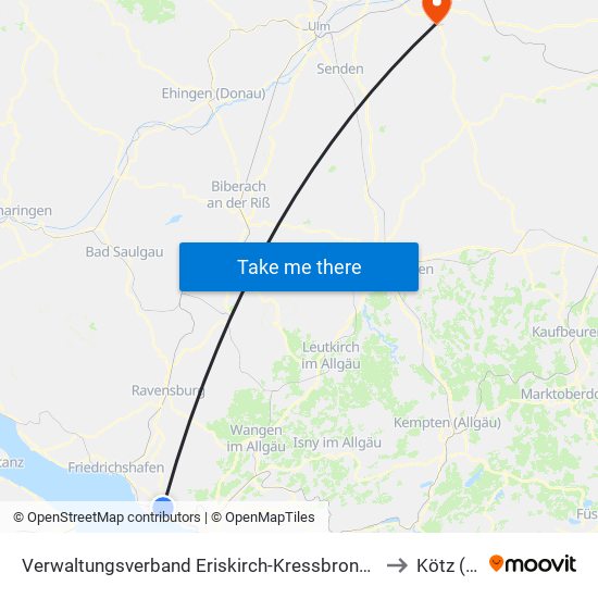 Verwaltungsverband Eriskirch-Kressbronn am Bodensee-Langenargen to Kötz (Vgem) map