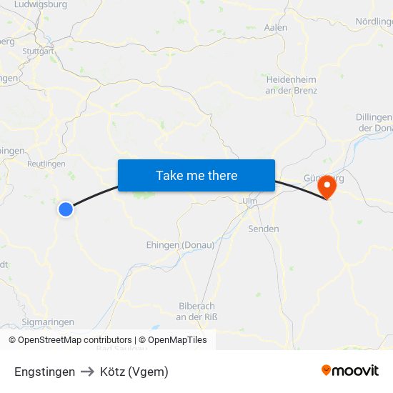 Engstingen to Kötz (Vgem) map