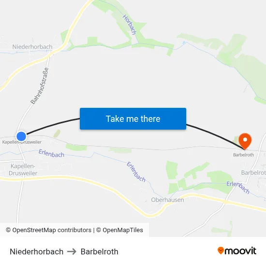 Niederhorbach to Barbelroth map