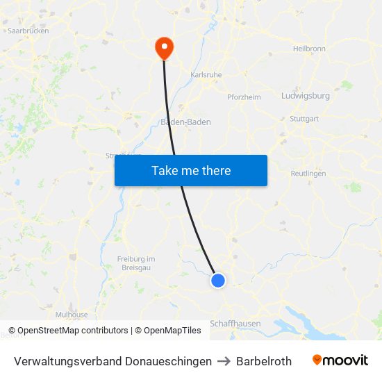 Verwaltungsverband Donaueschingen to Barbelroth map