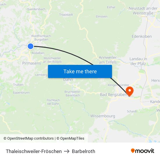 Thaleischweiler-Fröschen to Barbelroth map