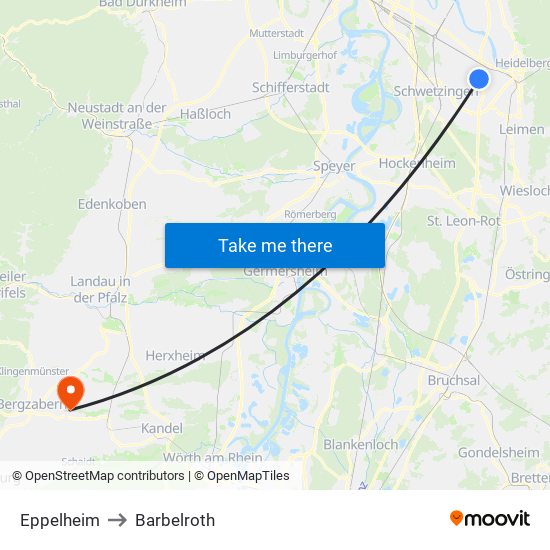 Eppelheim to Barbelroth map