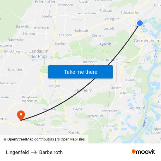 Lingenfeld to Barbelroth map