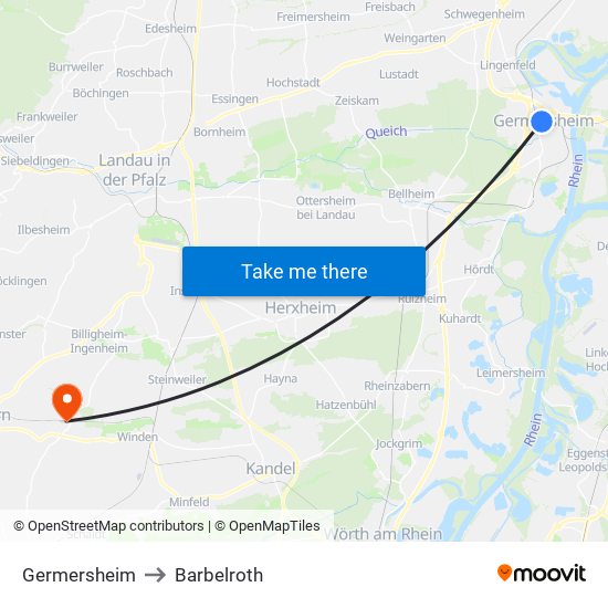 Germersheim to Barbelroth map