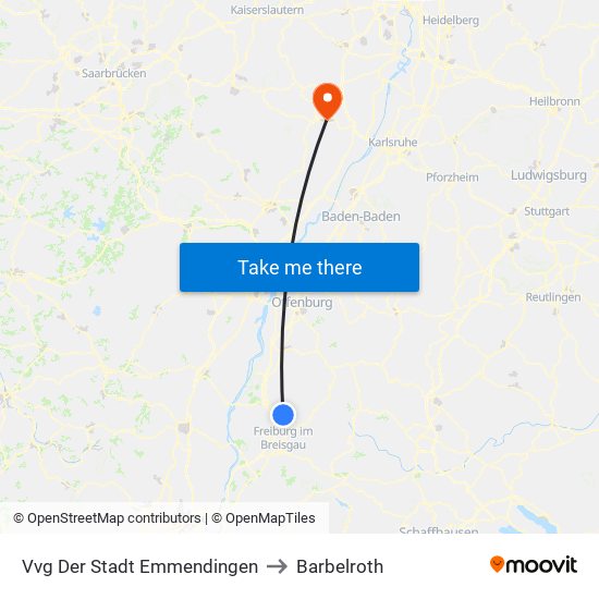 Vvg Der Stadt Emmendingen to Barbelroth map