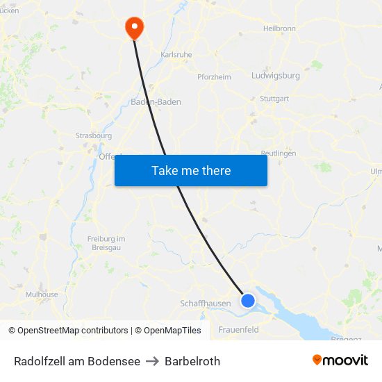 Radolfzell am Bodensee to Barbelroth map