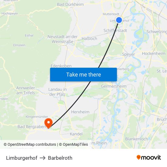 Limburgerhof to Barbelroth map