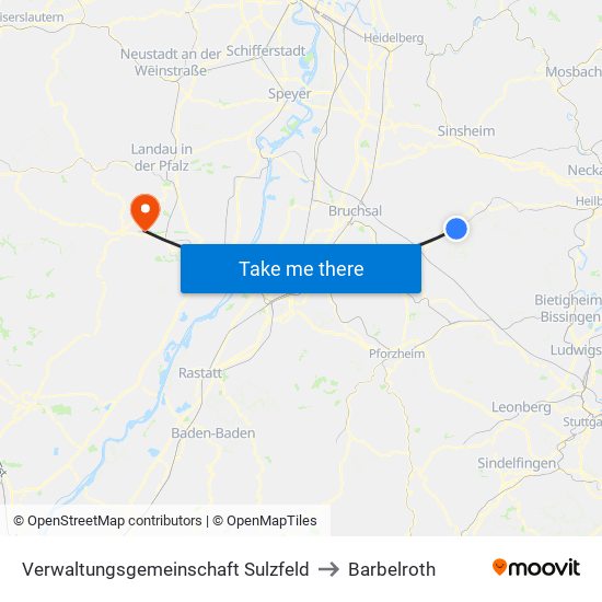 Verwaltungsgemeinschaft Sulzfeld to Barbelroth map