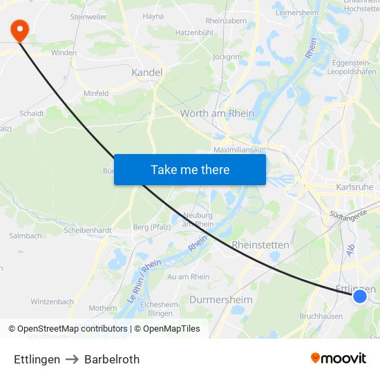 Ettlingen to Barbelroth map