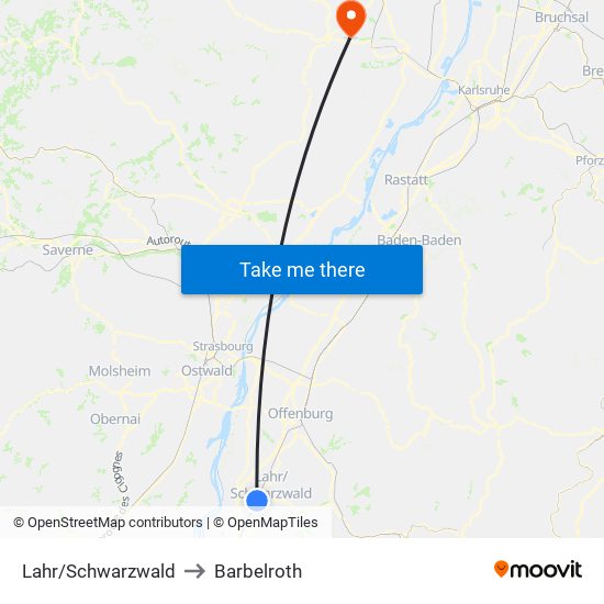 Lahr/Schwarzwald to Barbelroth map