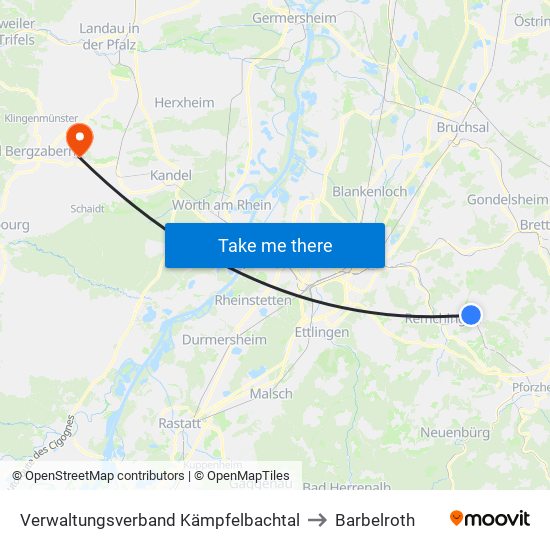 Verwaltungsverband Kämpfelbachtal to Barbelroth map