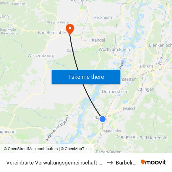 Vereinbarte Verwaltungsgemeinschaft Rastatt to Barbelroth map