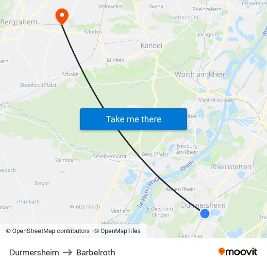 Durmersheim to Barbelroth map