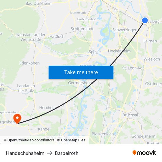 Handschuhsheim to Barbelroth map
