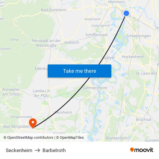 Seckenheim to Barbelroth map