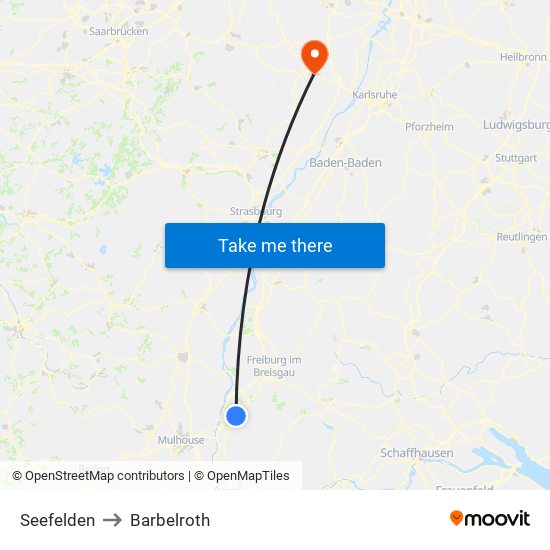 Seefelden to Barbelroth map
