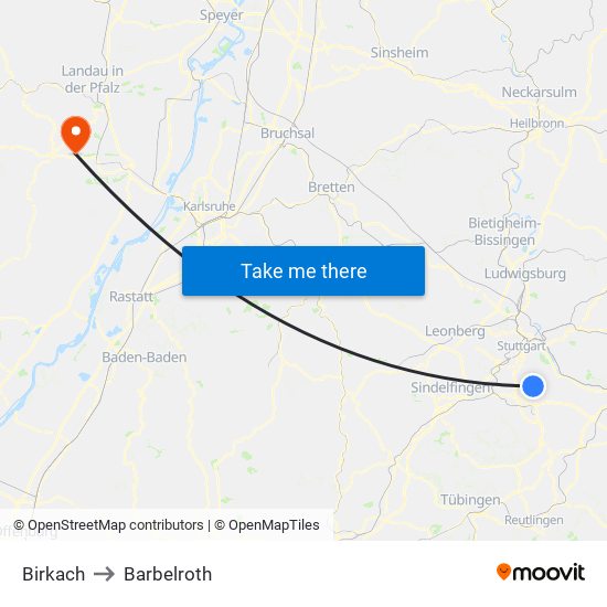 Birkach to Barbelroth map