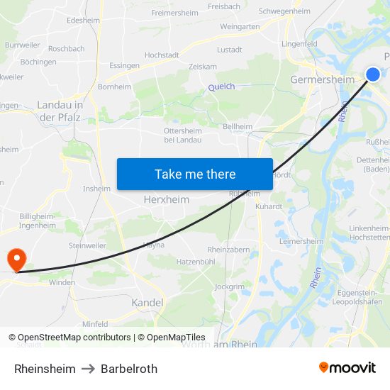 Rheinsheim to Barbelroth map