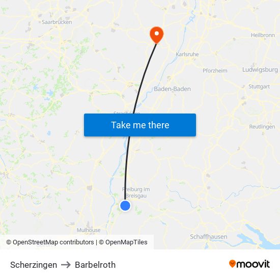 Scherzingen to Barbelroth map