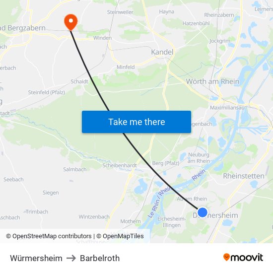 Würmersheim to Barbelroth map