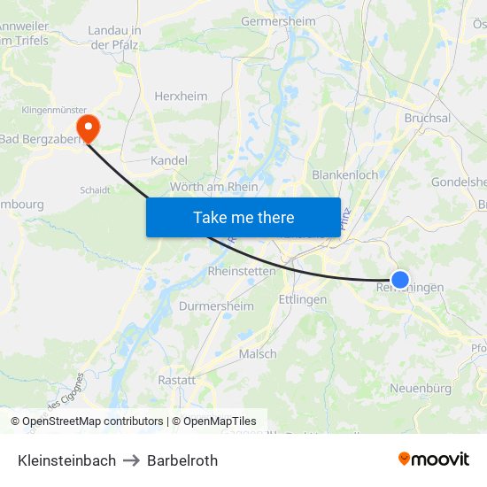 Kleinsteinbach to Barbelroth map