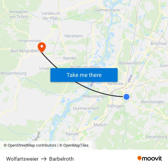Wolfartsweier to Barbelroth map