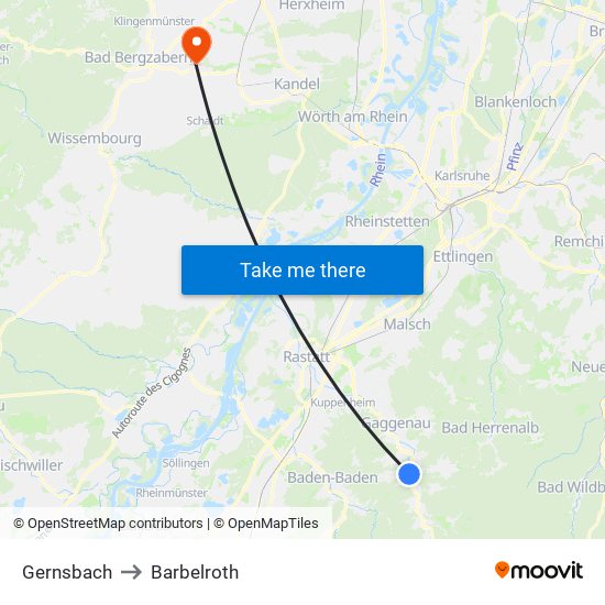 Gernsbach to Barbelroth map