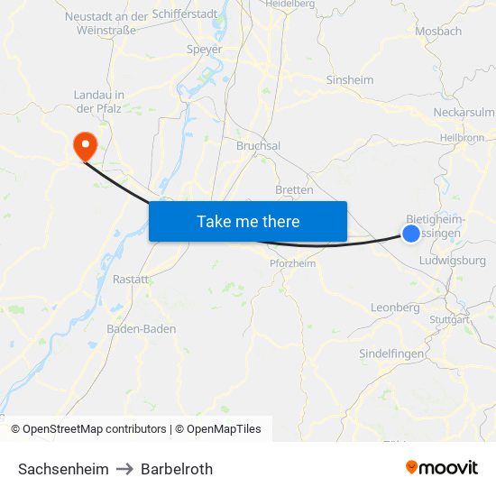 Sachsenheim to Barbelroth map