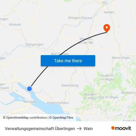 Verwaltungsgemeinschaft Überlingen to Wain map