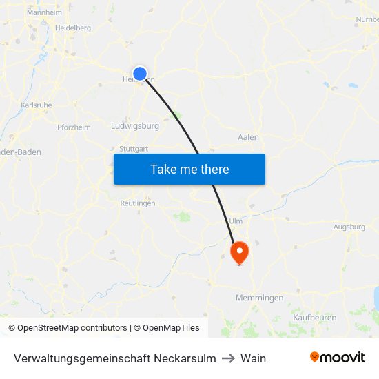 Verwaltungsgemeinschaft Neckarsulm to Wain map