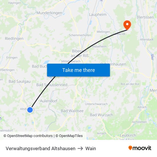 Verwaltungsverband Altshausen to Wain map