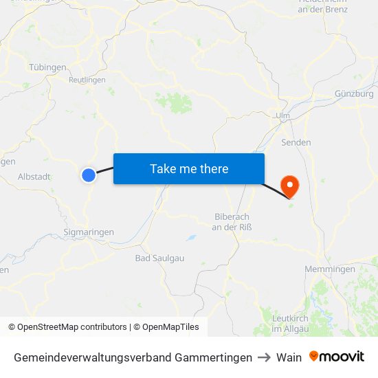 Gemeindeverwaltungsverband Gammertingen to Wain map