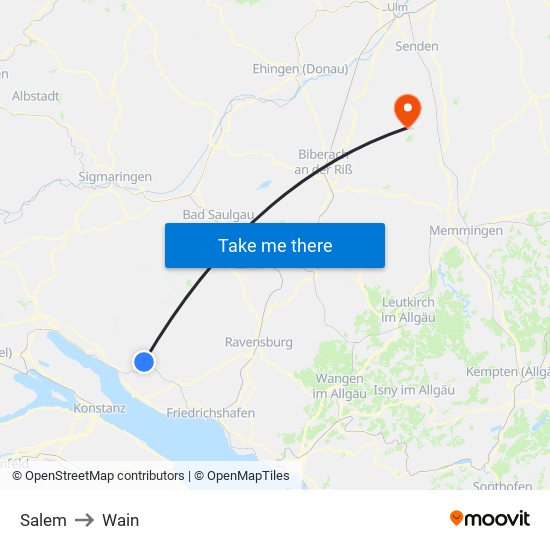 Salem to Wain map