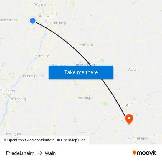 Friedelsheim to Wain map