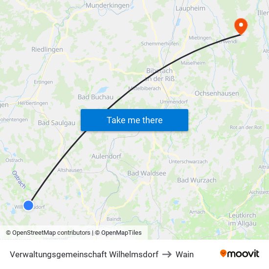 Verwaltungsgemeinschaft Wilhelmsdorf to Wain map