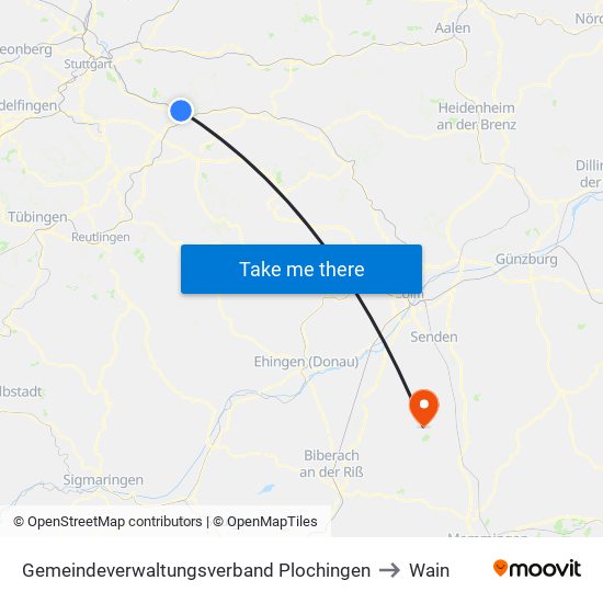 Gemeindeverwaltungsverband Plochingen to Wain map