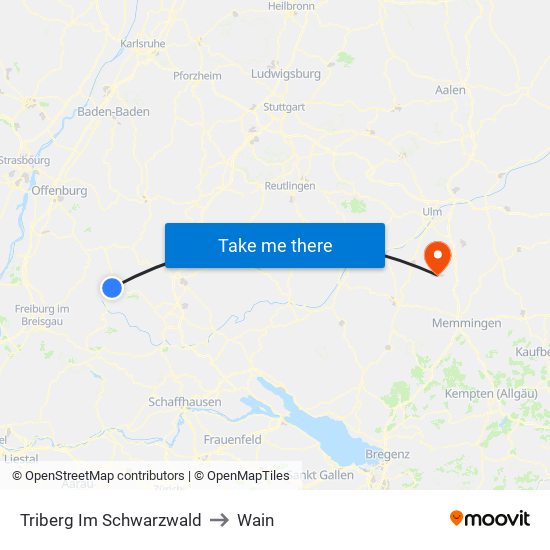 Triberg Im Schwarzwald to Wain map