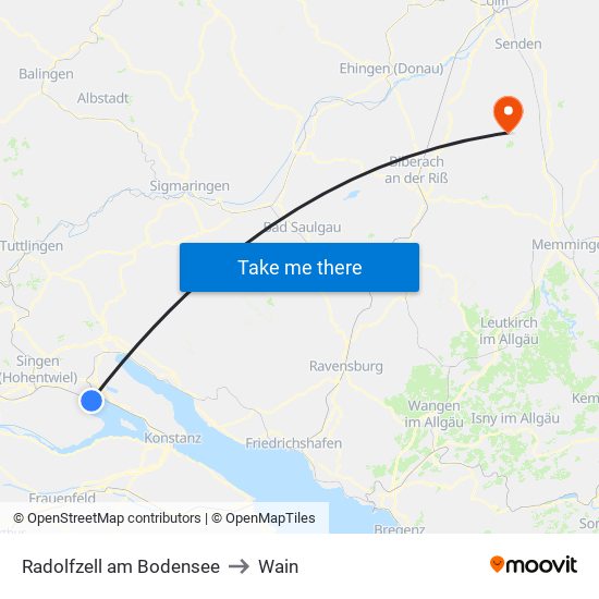 Radolfzell am Bodensee to Wain map