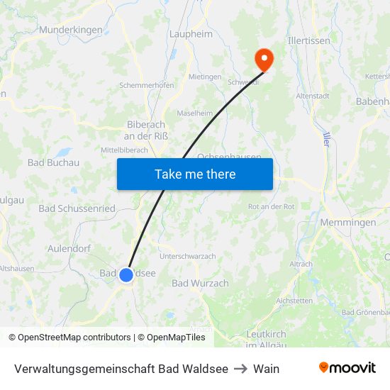 Verwaltungsgemeinschaft Bad Waldsee to Wain map