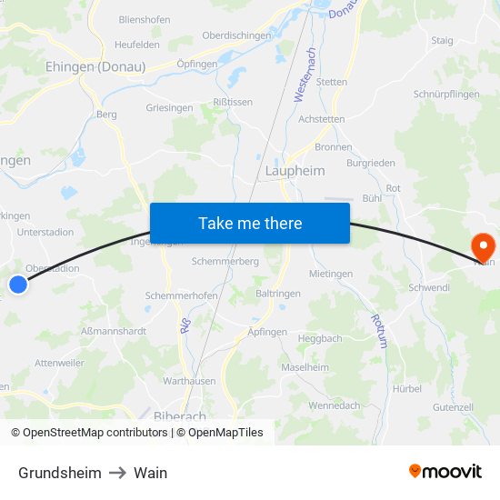 Grundsheim to Wain map